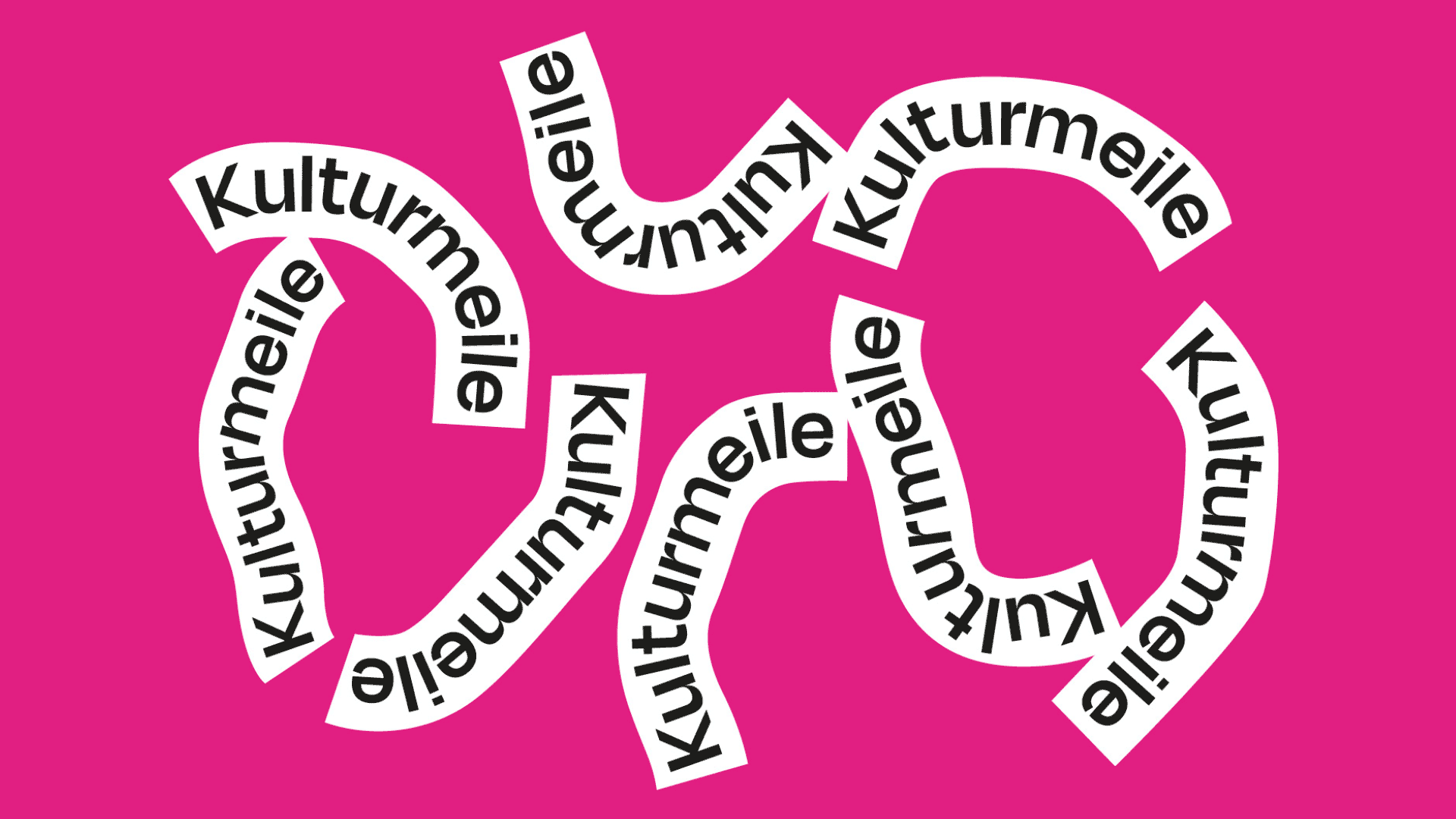 Sammlung der Kulturmeile Logovarianten auf magentafarbenem Hintergrund