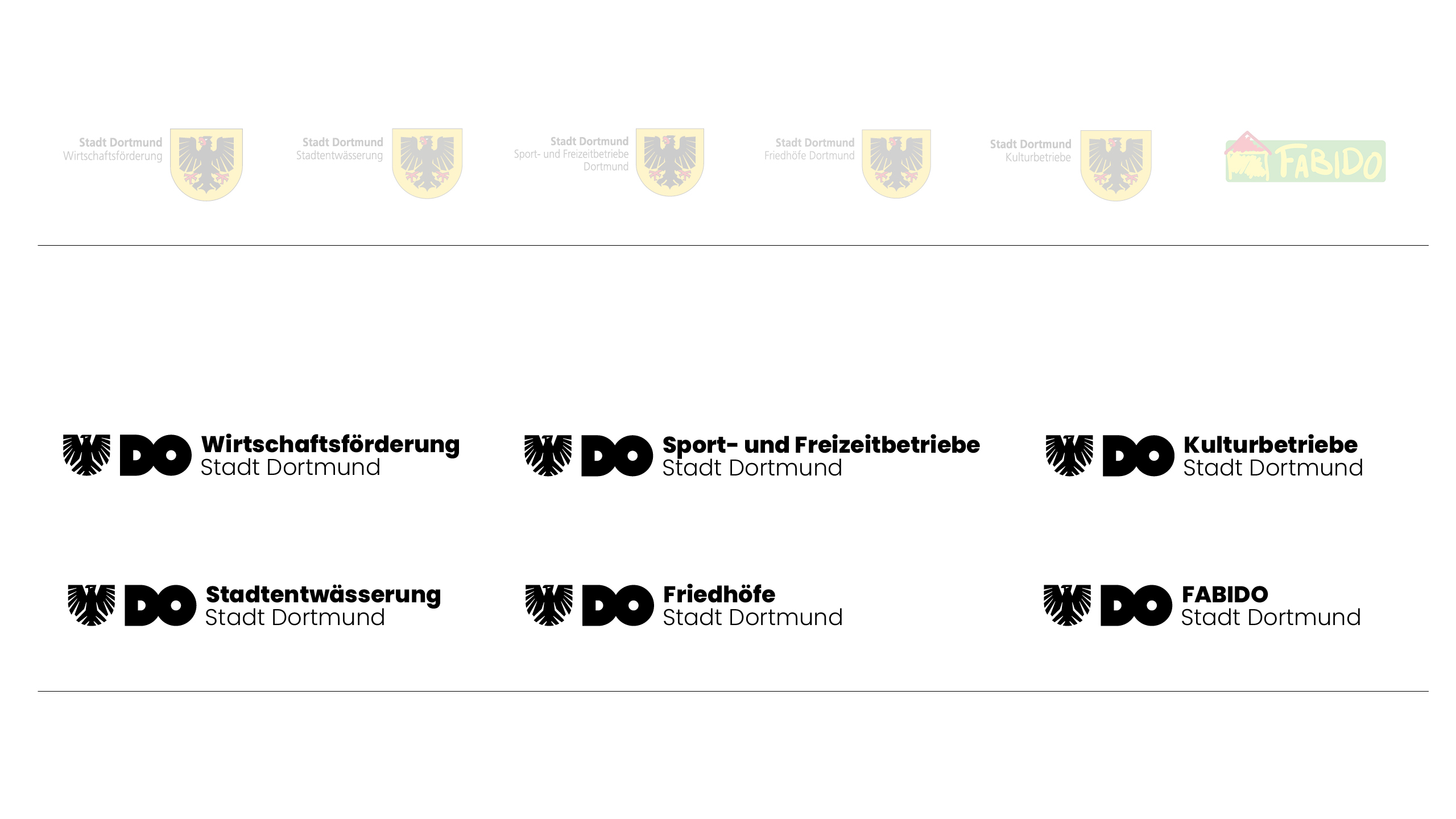 Eine Übersicht der alten und der überarbeiteten Logos